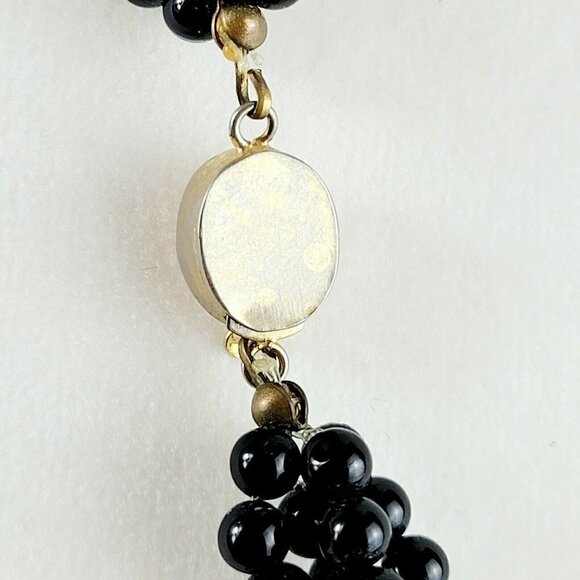 Vintage Black Agate & Angelskin Coral Multi-strand Necklace 28" 4Twisted Strands - Picture 10 of 12